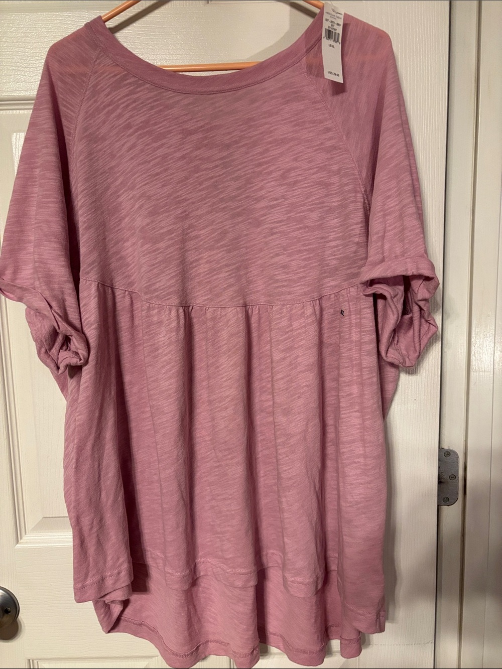 American Eagle Outfitters Rose-Pink Relaxed Peplum Tunic